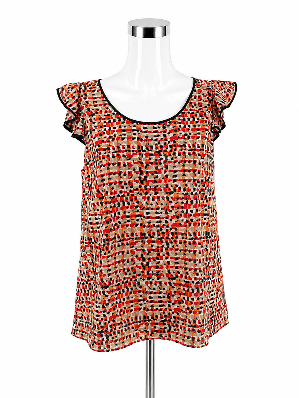 Ann Taylor Abstract Dot Print Flutter Sleeve Blouse Size 8